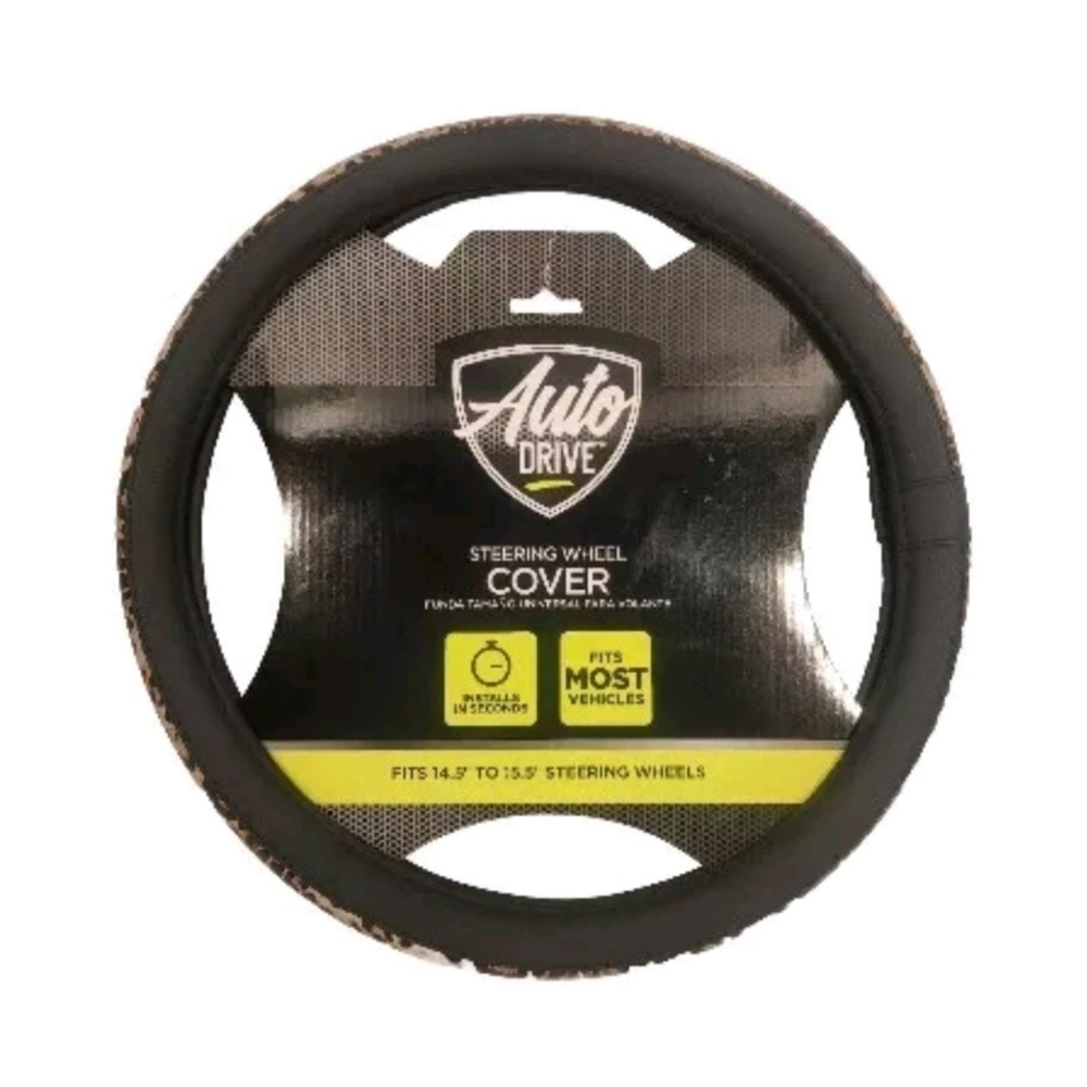 Auto Drive Cheetah Print Steering Wheel Cover Fits 14.5" - 15.5" Steering Wheels